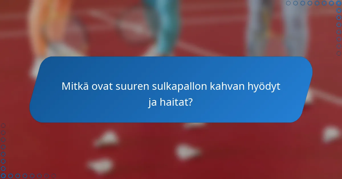 Mitkä ovat suuren sulkapallon kahvan hyödyt ja haitat?